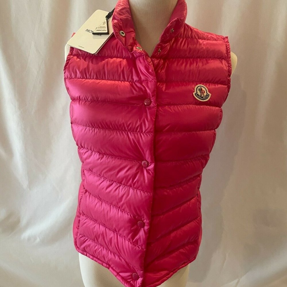 Moncler Womens Liane Puffer Down Vest NWT Size 0 XS Bright Pink